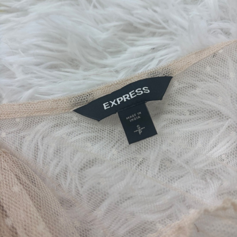 Express Mesh Maxi Dress Small Nude Beige Sheer Boho Festival Cover Up layering - Picture 13 of 13